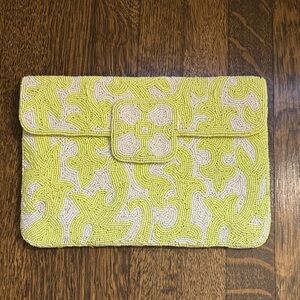 Yellow and Cream Beaded Clutch
